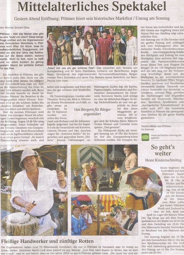 Mittelalterliches Spektakel - Aichicher Zeitung - Martin Linss